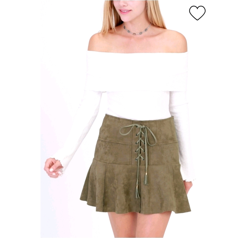 ONETHELAND Women Suede Mini Skirt